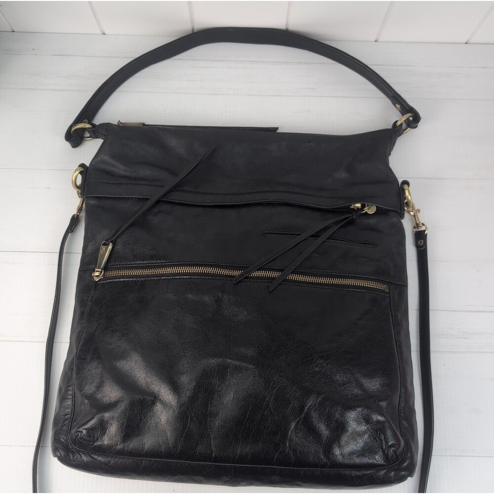 Hobo Liberty Black Leather Convertible Crossbody Shoulder Bag Purse - Picture 3 of 14